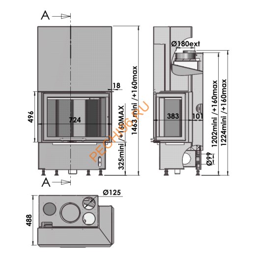 Каминная топка CHAZELLES Cloud 70 R VAD