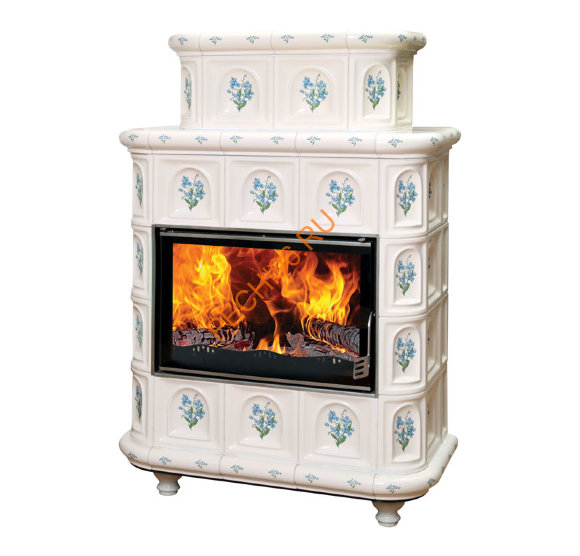 Печь-камин Эльзас с росписью Незабудка