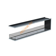 Торцевой биокамин 1900х500х300 мм, стекло тонированное, рамка нержавейка