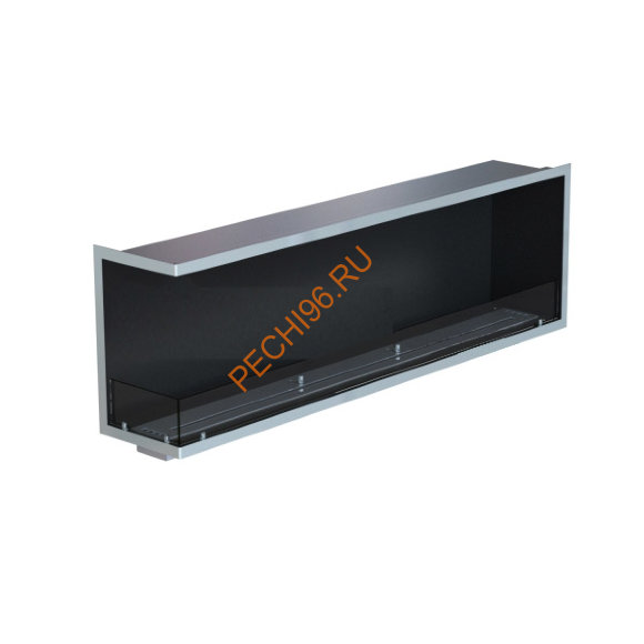 Биокамин угловой 1600х500х300 мм, стекло тонированное, рамка нержавейка