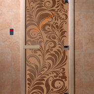 Дверь стеклянная DoorWood «Хохлома бронза матовая», 1800х700 мм