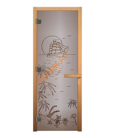 Дверь стеклянная «сатин матовая Лагуна» коробка 1900х700 мм, бук