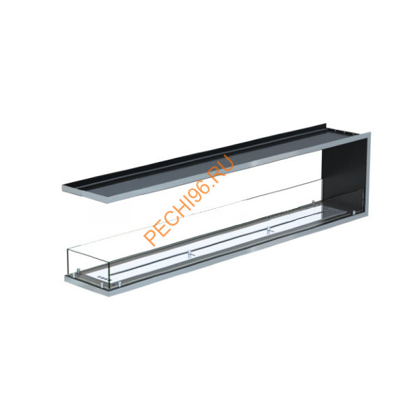 Торцевой биокамин 1800х500х300 мм, стекло, рамка нержавейка