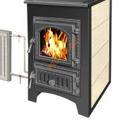 Печь-Камин Везувий ПК-01(270) с плитой и т/о, Бежевый