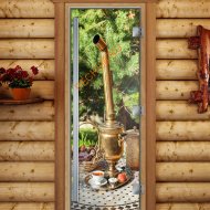 Дверь стеклянная DoorWood «Престиж», 800х2000мм, с фотопечатью «Чай с дымком»