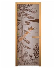 Дверь стеклянная «сатин матовая Тайга» коробка 1900х700 мм, бук Дверь стеклянная «сатин матовая Тайга» коробка 1900х700 мм, бук