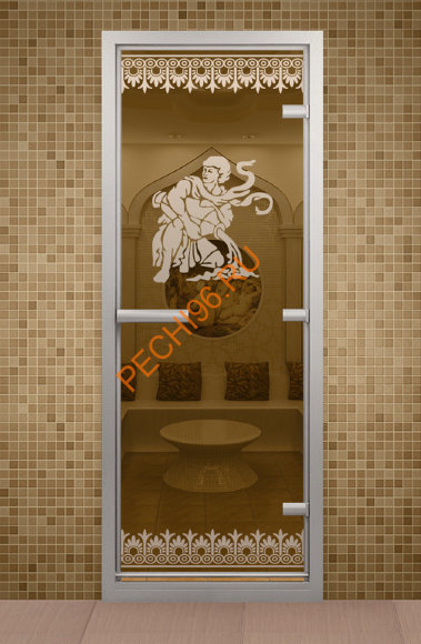 Дверь стеклянная ALDO «Рим» коробка алюминий с порогом