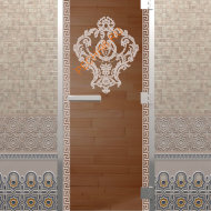 Дверь стеклянная DoorWood Хамам «Версаче» бронза, 2000х800 мм