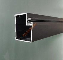 Дверь стеклянная Арта Премьер 60G Серая матовая, коробка черная алюминий с порогом