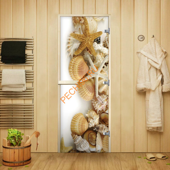 Дверь стеклянная Арта Креатив Ракушки, осина Дверь стеклянная Арта Креатив Ракушки, осина