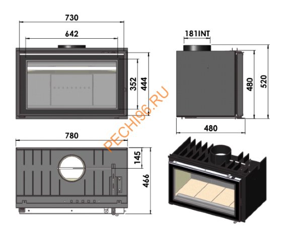Каминная топка CHAZELLES VE800 Каминная топка CHAZELLES VE800