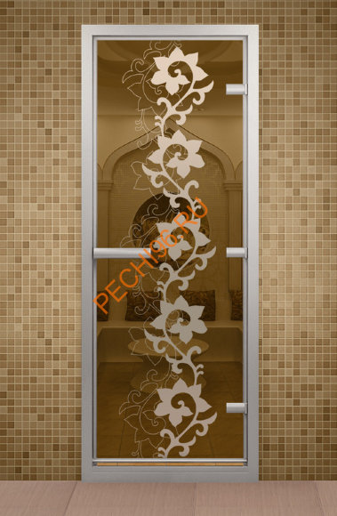 Дверь стеклянная ALDO «Камелия» коробка алюминий с порогом