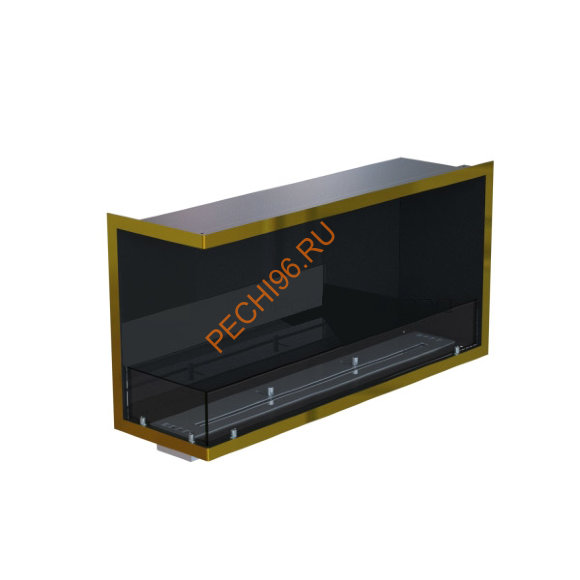 Биокамин угловой 1200х500х300 мм, стемалит, стекло тонированное, рамка латунь