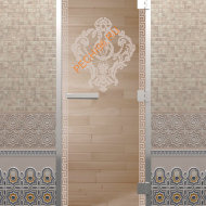 Дверь стеклянная DoorWood Хамам «Версаче» прозрачная, 2000х800 мм