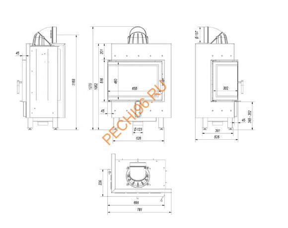 Каминная топка Kratki LUCY/12/L/BS Каминная топка Kratki LUCY/12/L/BS