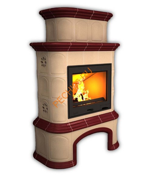 Печь-камин КимрПечь Прованс центральный двухъярусный Вишня с дровником
