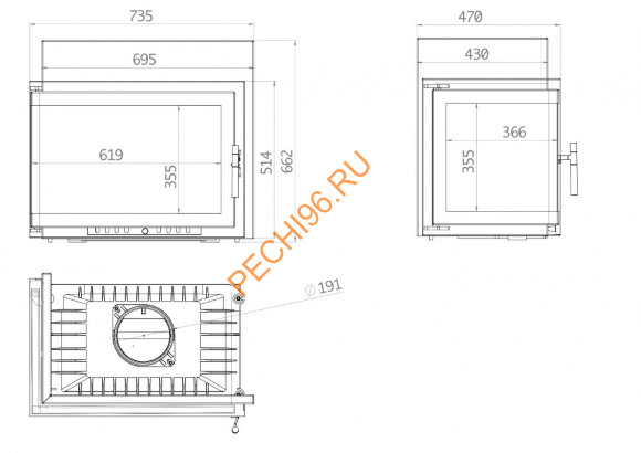 Каминная угловая топка ECHA-TECH ECT Font/700/L/R 14 кВт Каминная угловая топка ECHA-TECH ECT Font/700/L/R 14 кВт
