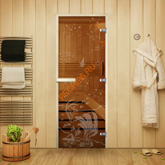 Дверь стеклянная Арта Креатив Рыбки, осина