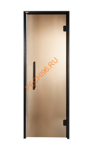 Дверь стеклянная Grandis GS 9х19-B-S-Bl коробка алюминий Diamond Black, ручка Термоабаш