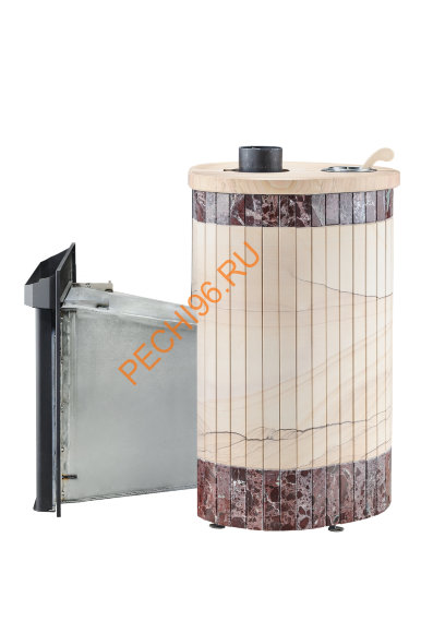Печь банная Ферингер Оптима ПФ Окаменевшее дерево перенесённый рисунок+Россо Леванте