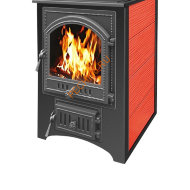 Печь-Камин Везувий ПК-01(205) с плитой, Красный