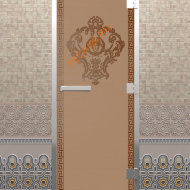 Дверь стеклянная DoorWood Хамам «Версаче» бронза матовая, 1900х700 мм
