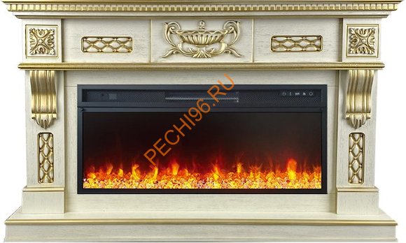 Электрокамин Royal Flame Corsica слоновая кость с патиной с очагом Vision 42 LED