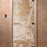 Дверь стеклянная DoorWood «Мишки в лесу прозрачная», 1800х800 мм