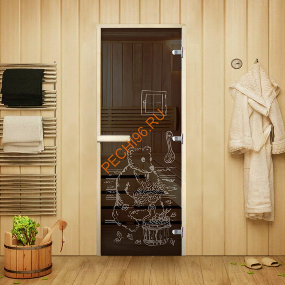 Дверь стеклянная Арта Креатив Мишка, осина