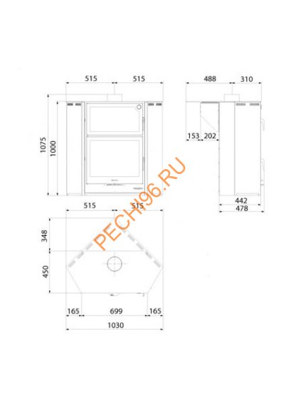 Стальная печь-камин Hergom Arce угловая