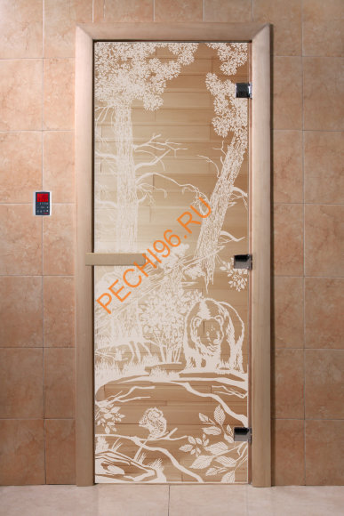 Дверь стеклянная DoorWood «Мишки в лесу прозрачная», 1700х700 мм Дверь стеклянная DoorWood «Мишки в лесу прозрачная», 1700х700 мм