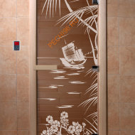 Дверь стеклянная DoorWood «Голубая лагуна бронза», 1700х700 мм