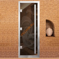 Дверь в хамам стеклянная Арта Премьер Арт 60G Русалка, коробка алюминий с порогом Дверь в хамам стеклянная Арта Премьер Арт 60G Русалка, коробка алюминий с порогом