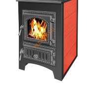 Печь-Камин Везувий ПК-01(270) с плитой, Красный
