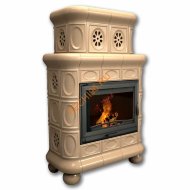 Печь-камин КимрПечь Медальон пристенный двухъярусный Ваниль