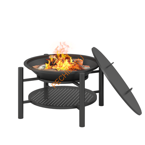 Чугунная Костровая чаша Везувий Fantastic D 700 Люкс + Электровертел