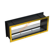 Биокамин сквозной 1200х500х300 мм, стекло тонированное, рамки латунь Биокамин сквозной 1200х500х300 мм, стекло тонированное, рамки латунь