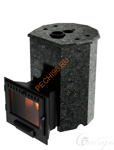 Печь банная Сибирь Дубрава-20 в облицовке круглая/пироксенит