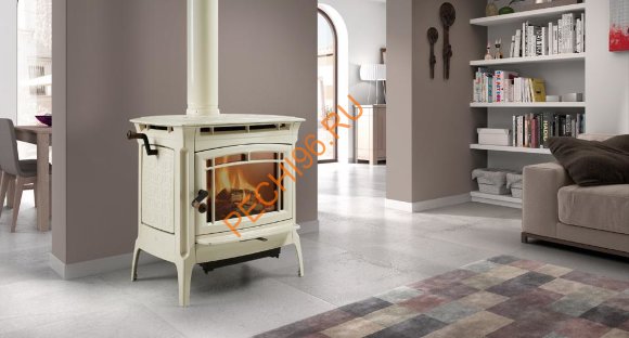 Чугунная печь-камин Hergom Manchester, кремовая