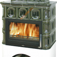 Печь-камин ABX Karelie белый цоколь стальная вставка 17кВт (ТО 10кВт)