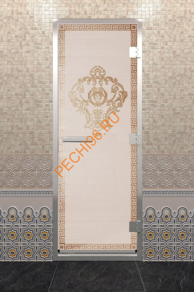 Дверь стеклянная DoorWood Хамам «Версаче» сатин, 1900х700 мм Дверь стеклянная DoorWood Хамам «Версаче» сатин, 1900х700 мм