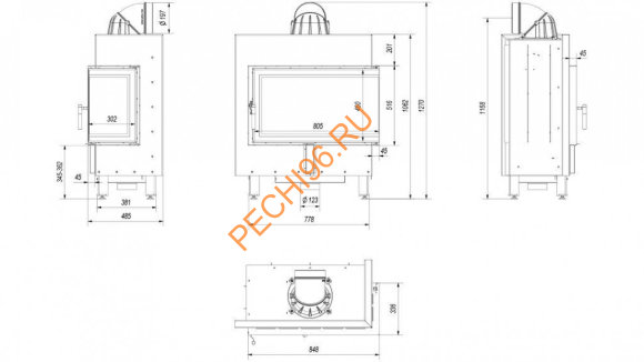 Каминная топка Kratki LUCY/14/P/BS