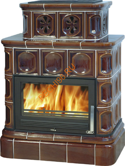 Печь-камин ABX Karelie кафельный цоколь стальная вставка ТО 10кВт