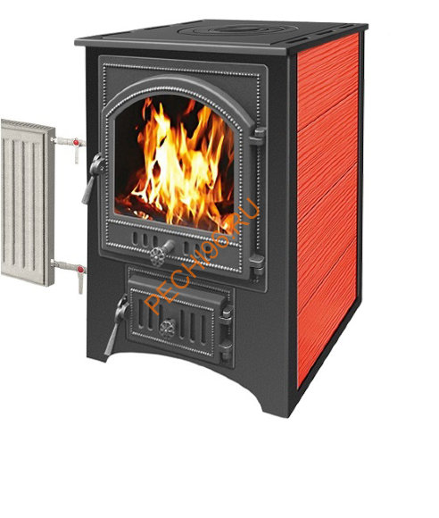 Печь-Камин Везувий ПК-01(205)с плитой и т/о, Красный Печь-Камин Везувий ПК-01(205)с плитой и т/о, Красный