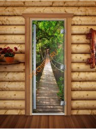 Дверь стеклянная DoorWood «Престиж», 800х2000мм, с фотопечатью «Подвесной мост» Дверь стеклянная DoorWood «Престиж», 800х2000мм, с фотопечатью «Подвесной мост»