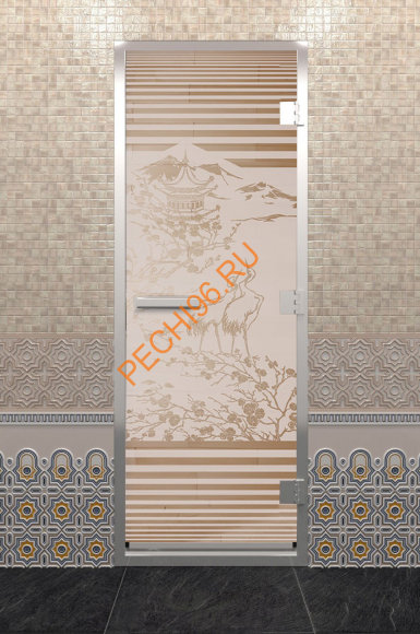 Дверь стеклянная DoorWood Хамам «Япония» сатин, 1900х700 мм