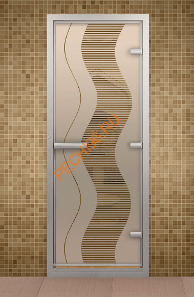 Дверь стеклянная ALDO «Муара» коробка алюминий с порогом