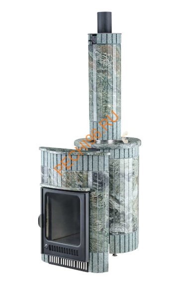 Портал для банной печи Ферингер Малютка ПФ Жадеит перенесённый рисунок+бучардированный жадеит