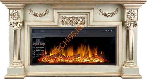 Электрокамин Royal Flame London слоновая кость с патиной с очагом Vision 42 LOG LED