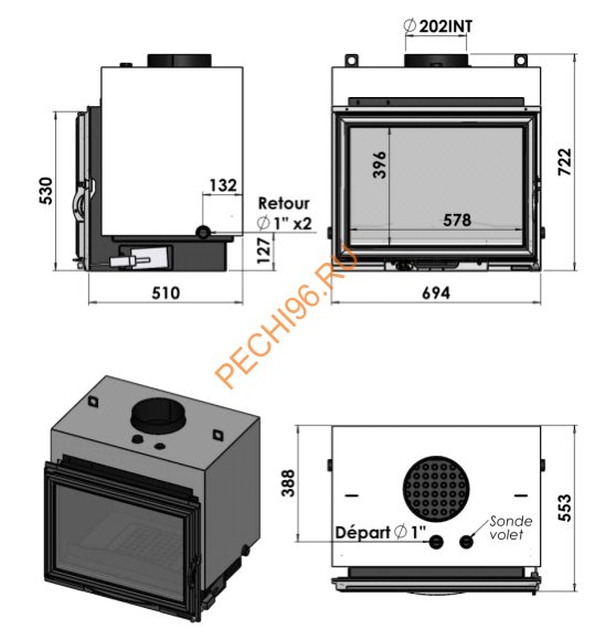 Каминная топка CHAZELLES CH700C Каминная топка CHAZELLES CH700C